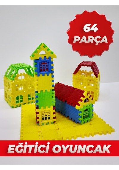 Puzzle City 3d Yapı Ve Tasarım Blokları 64 Parça Eğitici Oyuncak Seti