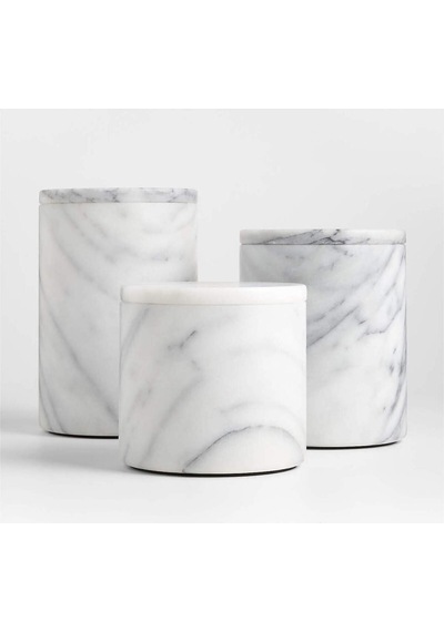 Crate & Barrel Fransız Mermer Kutu Seti, Modern Ve Şık Tezgah Depolama Saklama Kapları Çok Renkli