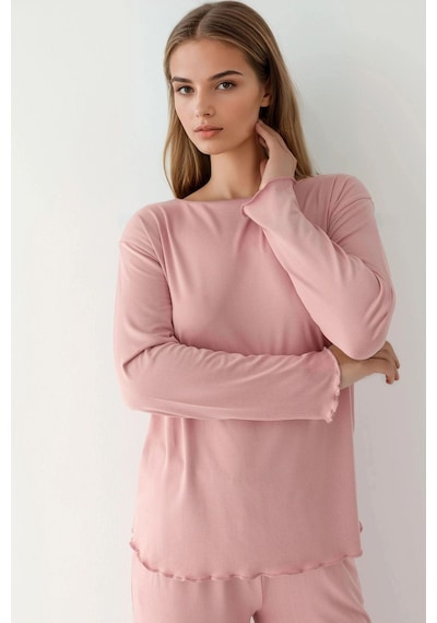Hiccup Yumuşak Dokulu Rahat Kesim Uzun Kollu Pijama Takımı Toz Pembe