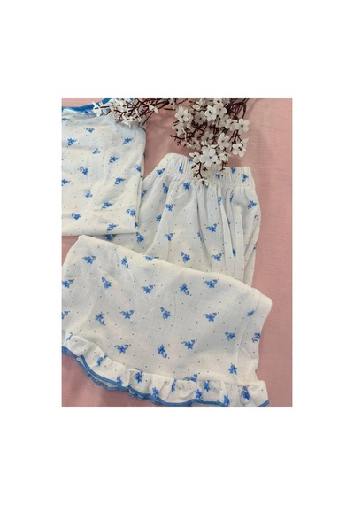 Mh Moony Homewears 2'li Göl Mavisi Şortlu Yazlık Pijama Takımı Mavi