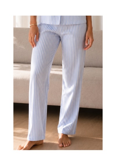 Fit Women Kadın Loose Uzun Paça Pamuk Mavi Pijama Takımı