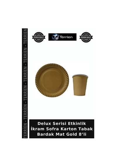 Delux Serisi Etkinlik İkram Sofra Karton Tabak Bardak Mat Gold 8 Li Diğer