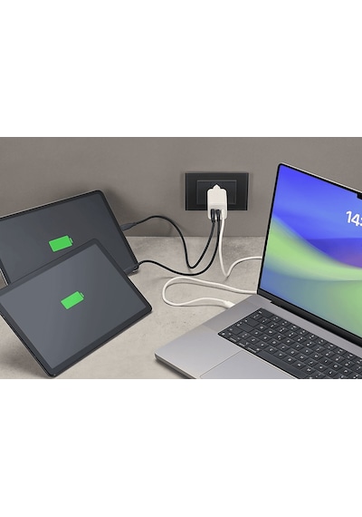 Cellularline Multipower 100 CM 5A Dayanıklı Örgü Usb-C Kablo + 65 W Gan 3 Port Adaptör Beyaz Cellularline Multipower 100 CM 5A Dayanıklı Örgü Usb-C Kablo + 65 W Gan 3 Port Adaptör Beyaz