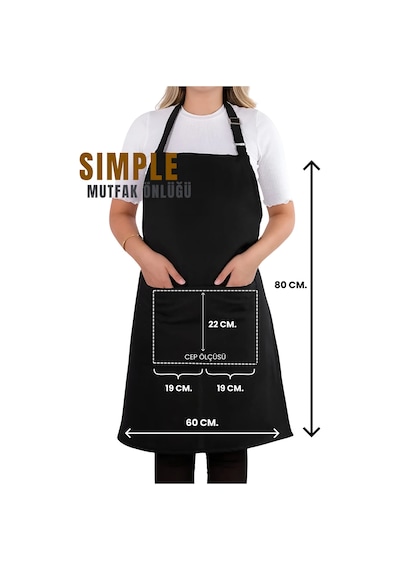 Sevilya Simple Ayar Askılı Mutfak Önlüğü Siyah
