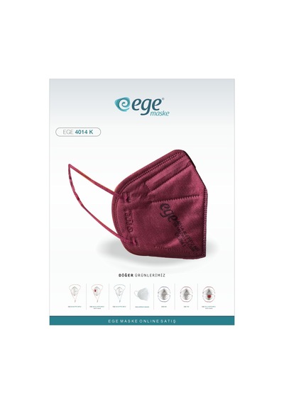 Ege Maske 4014-K Ffp2 Nr N95 Ventilsiz Maske 50'li Bordo
