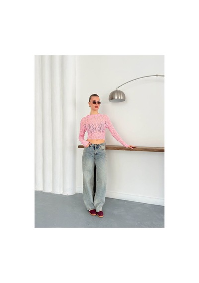 Verymoda Dantel Abiye Bluz F1886 Pembe
