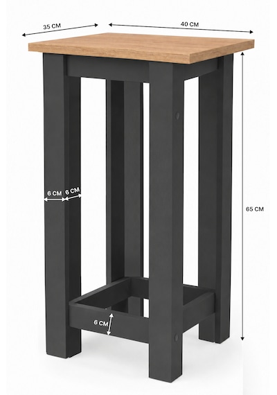 Gora Tabure - 40cm - Bar Sandalyesi - Bar Taburesi Antrasit - Atlantik Çam Gora Tabure - 40cm - Bar Sandalyesi - Bar Taburesi Antrasit - Atlantik Çam