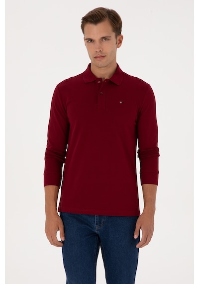 U.S. Polo Assn. Erkek Regular Fit Polo Yaka Bordo Basic Sweatshirt 50315941-VR014