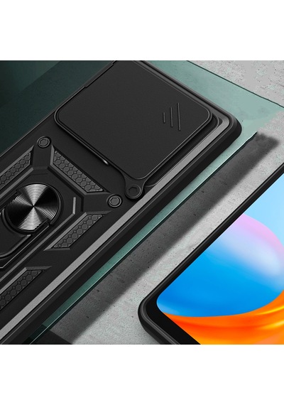 Maks Technology Redmi Note 15 Pro Plus Kılıf Magnetik Standlı Kamera Korumalı Mkst Sürgülü Vega Kapak - Siyah