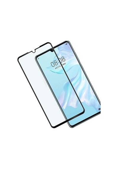 Huawei P30 Siyah 5D Tam Kaplayan Ekran Koruyucu Cam