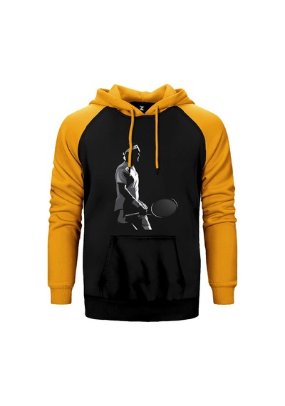 Roger Federer Siluet Kırmızı Renk Reglan Kol Sweatshirt / Hoodie
