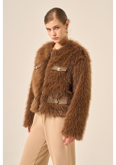 Ftz Women Kadın Peluş Mont Kahve 31241 Kahverengi