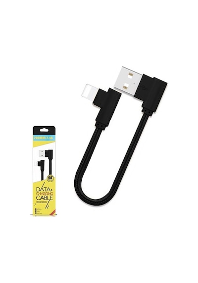 Ally Apple iPhone Uyumlu Lightning Eğik Başlı Halat Usb Kablo 20Cm (258798079)