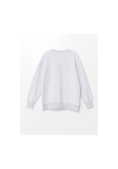 LC Waikiki Lcw Bisiklet Yaka Baskılı Oversize Kadın Sweatshirt Grimelanj