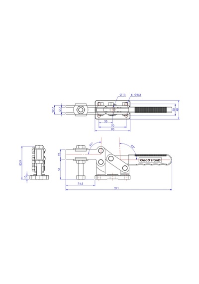 Goodhand Gh-204-g Yatay Geçişli Mafsallı Kelepçe Düz Taban
