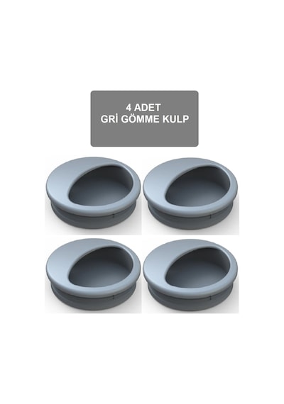Adilon Gömme Kulp, 50 mm, Gri (4 Adet)