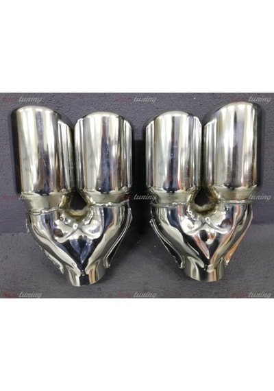 Yuvarlak Eğik Ağız 90mm Çift Çıkış Egzoz Ucu. Sağ Sol Takım N11.205