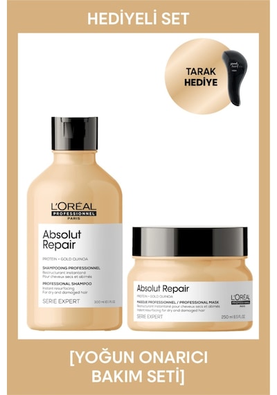 L'Oréal Professionnel Serie Expert Absolut Repair Şampuan 300 ML + Maske 250 ML + Tarak