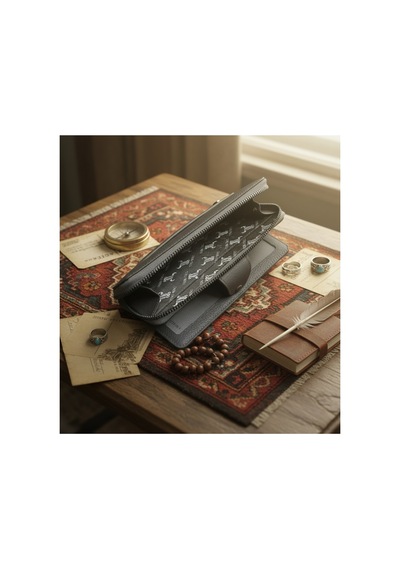 Passtell Kadın %100 Hakiki Deri Büyük Boy Fermuarlı Cüzdan Gri Gri