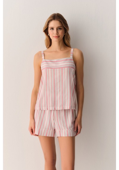 Suwen Loren Atlet Şort Pijama Takımı Sh26543667919 Pembe