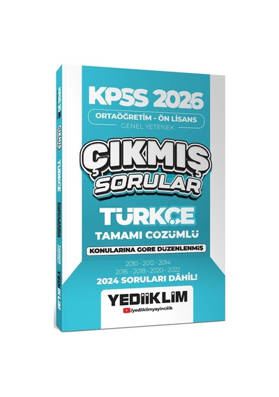 Kpss 2026 Ortaöğretim Önlisans Türkçe 2010-2024 Öıkmış Sorular Yediiklim
