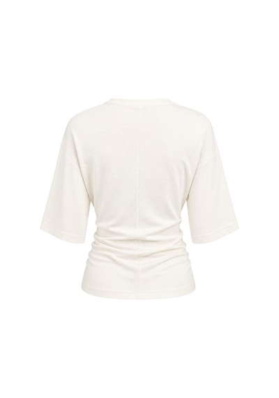 Mixray 2102 Kadın Modal Büzgü Detaylı Dökümlü Soft T-shirt Beyaz