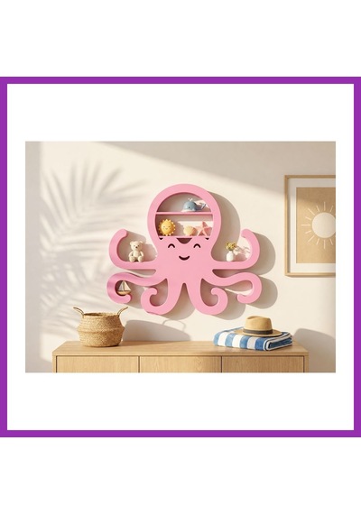 Bezos 3d Baskı Ahtapot Duvar Rafı - Dekoratif Mini Raf-pembe Bty