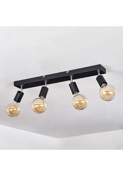 Riolight Modern Siyah 4xe27 Mafsallı Hareketli Başlık Glop Ampul Hariç Metal Spot Avize Siyah