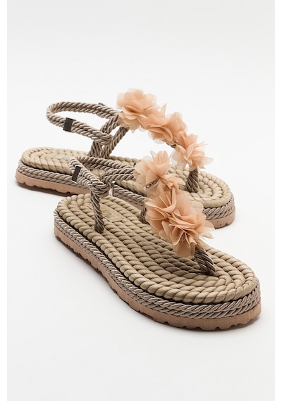 Luvishoes Santra Koyu Bej Parmak Arası Kadın Sandalet Koyu Bej