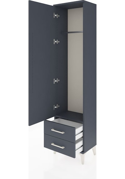 Arges Dolap Tek Raflı 2 Çekmeceli Tek Askılı 44x30x182 Antras... Antrasit