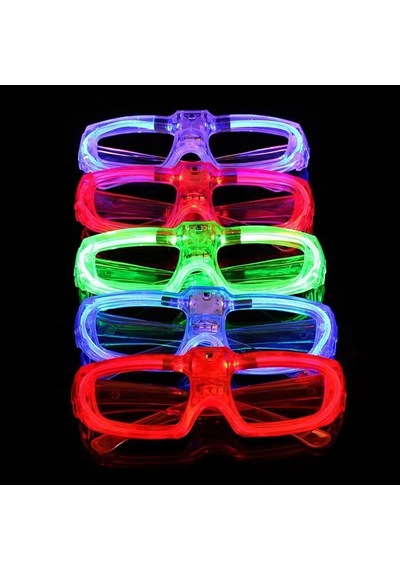 Kırmızı Led Işıklı Parti Gözlüğü 3 Modlu Glow Gece Eğlence Gözlüğü Diğer