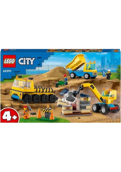 LEGO® City 60391 İnşaat Kamyonları ve Yıkım Gülleli Vinç 235 Parça