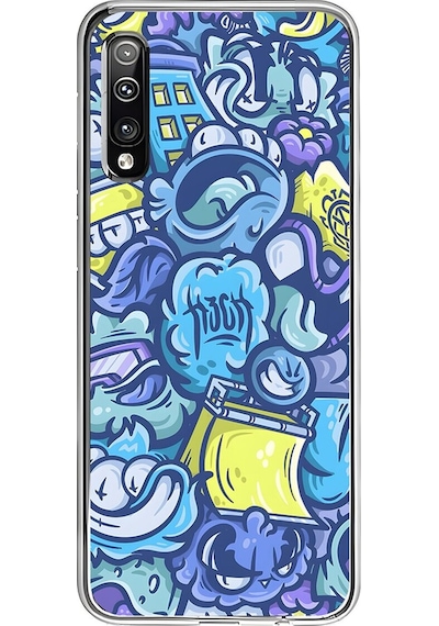 Samsung Galaxy A50 Uyumlu Şeffaf Kılıf Graffiti 9 Tasarımlı