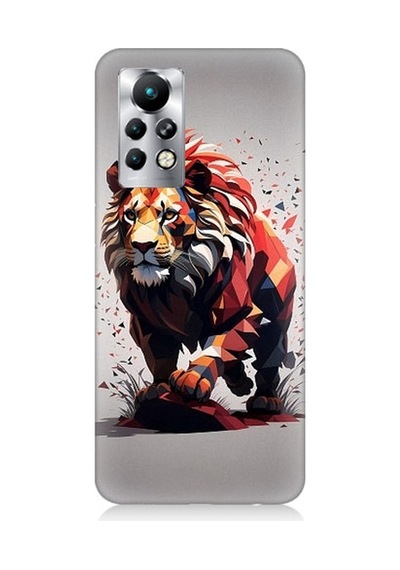 iNfinix Note 11S Uyumlu Sarı Kırmızı Aslan Desenli Silikon Kılıf