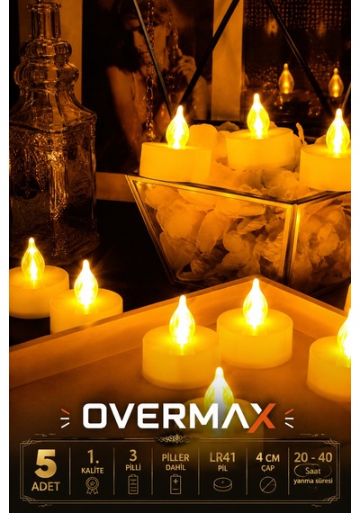 Premium Led Tealight Mum Sıcak Beyaz Işık Gerçek Mum Görünümü 5 Adet 5'li Led - 893628512 5'li Led