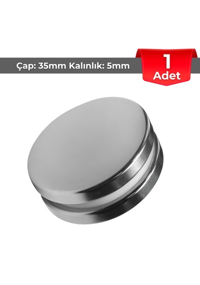 1 Adet Neodyum Mıknatıs Çap: 35mm Kalınlık: 5mm D35x5 Ndfeb Güçlü Mıknatıs Yuvarlak N088