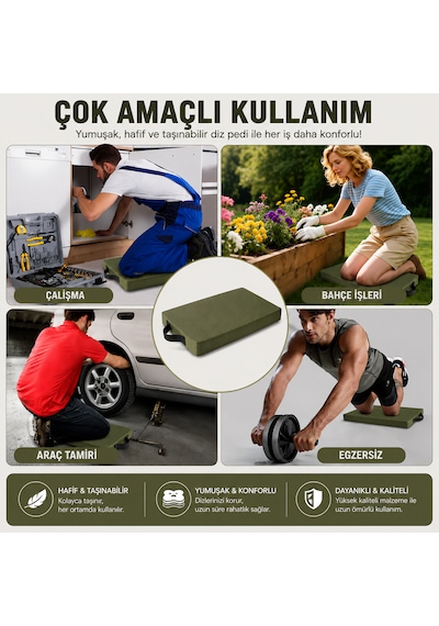 Microcase Çok Amaçlı El Tutacaklı Taşınabilir Tamirci Bahçe Peyzaj Diz Koyma Minderi Al5586 Yeşil