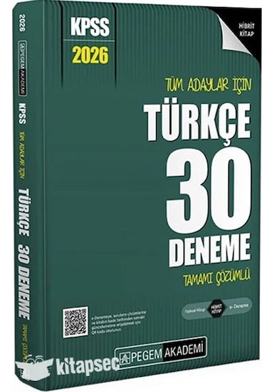 Pegem 2026 Kpss Tüm Adaylar Türkçe 30 Çözümlü Deneme