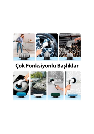 9&amp Apos U 1 Arada Çok Amaçlı Kablosuz Şarjlı Temizlik Fırçası Ip67 Yıkanabilir Başlık 5047 Altın