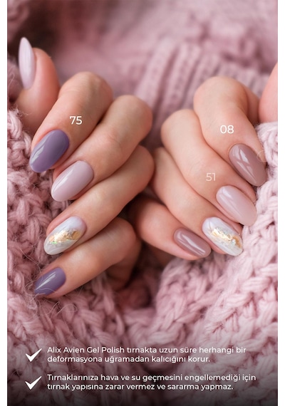 Alix Avien Uv Kalıcı Pembe Nude Jel Oje 08 Gel Polish 12 Ml