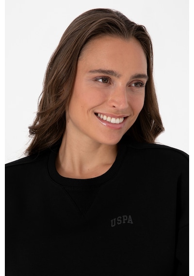 U.S. Polo Assn. Kadın Siyah Şardonlu Bisiklet Yaka Basic Sweatshırt 50313586-VR046