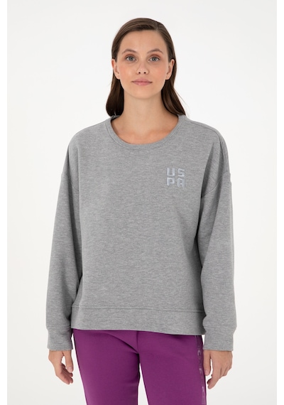 U.S. Polo Assn. Kadın Gri Melanj Basic Bisiklet Yaka Sweatshirt 50296919-VR086