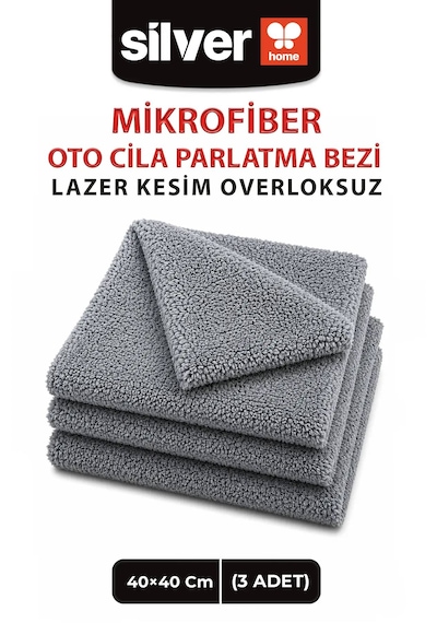 3'lü Mikrofiber Oto Cila Ve Parlatma Bezi 40x40 Cm 300 Kalite Lazer Kesim Ultra Soft Dikişsiz/kenarsız