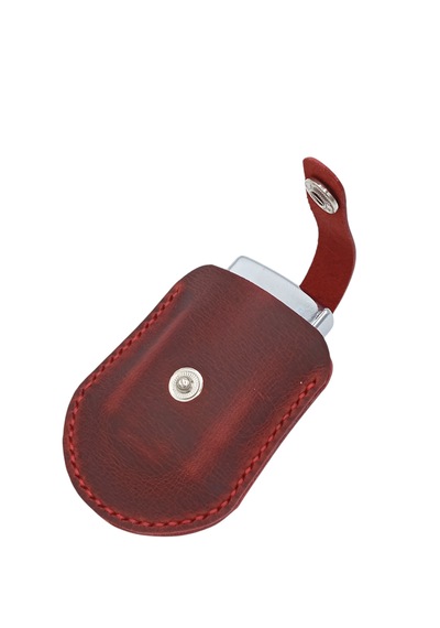 Hakiki Deri Mekanizmalı Zippo Çakmak Kılıfı - Kırmızı Kırmızı
