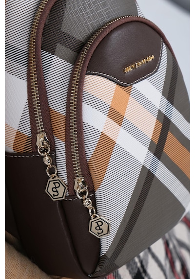 Silver Polo Haki - Kahve Ekose Kadın Vücut Çantası Sp959