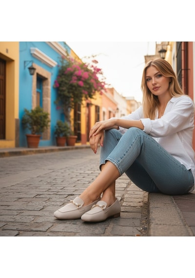 Aska Shoes Günlük Tokalı Babet 2025aska008 Bej