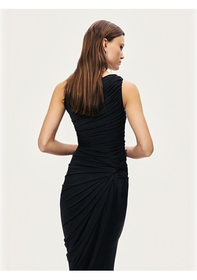Nocturne Burgu Ve Drape Detaylı Maxi Elbise N26yn2778 Siyah