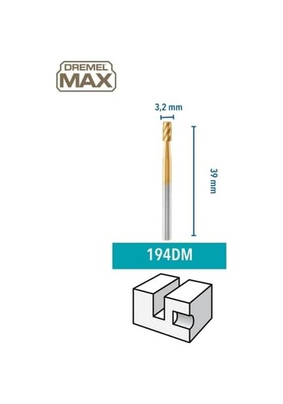 194dm Max Yüksek Performanslı Silindirik Şekilli Oyma Ucu 3,2 Mm, 2&apos Li