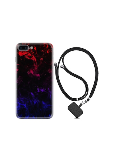 Apple Uyumlu iPhone 6 6S Plus Kılıf Boyun Askılı Blue Red Fire 1637