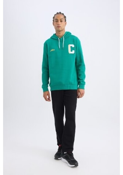 DeFactoFit NBA Boston Celtics Standart Fit Kapüşonlu Sırt Baskılı Kalın Sweatshirt Y7320AZ24AUGN1046 Yeşil